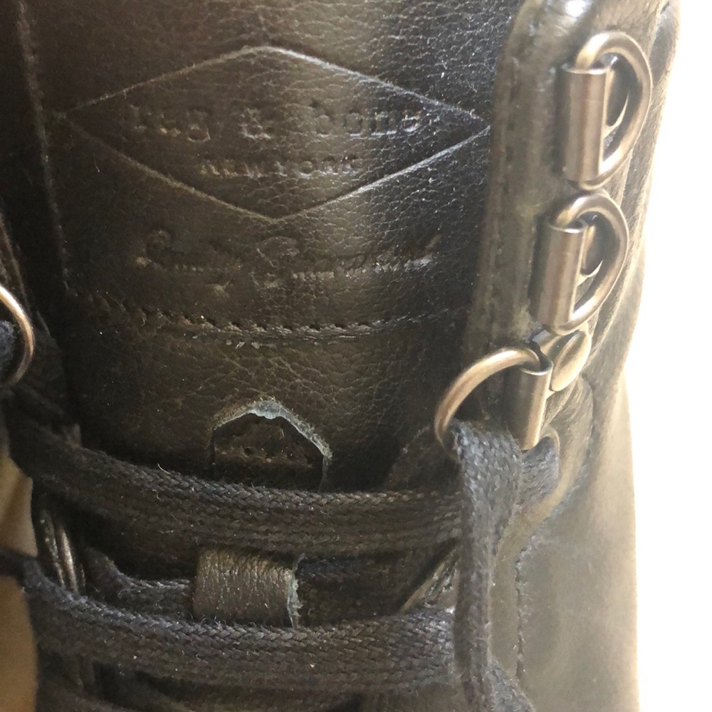 rag & bone Black Leather Lace-Up Sneakers with White Sole - Picture 2 of 8